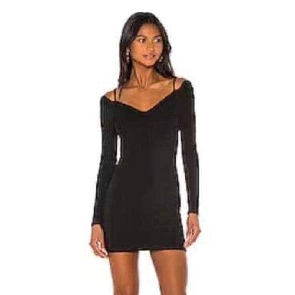 Superdown Revolve Black Long Sleeve Chelsi Mini Bodycon Dress Size M